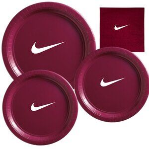 Custom Retro Party Tableware Set | Deep Red with White Design | 45 PCS